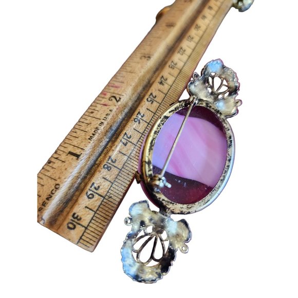 Vintage Porphyry Glass and Brass Brooch (A2244) - Picture 4 of 5
